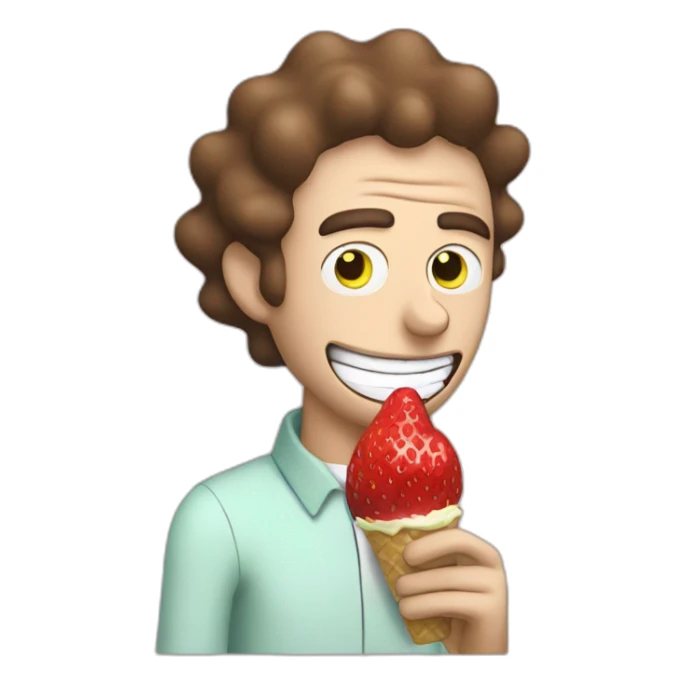 rick from rick and morty eating a strawberry lemon gelato sticker