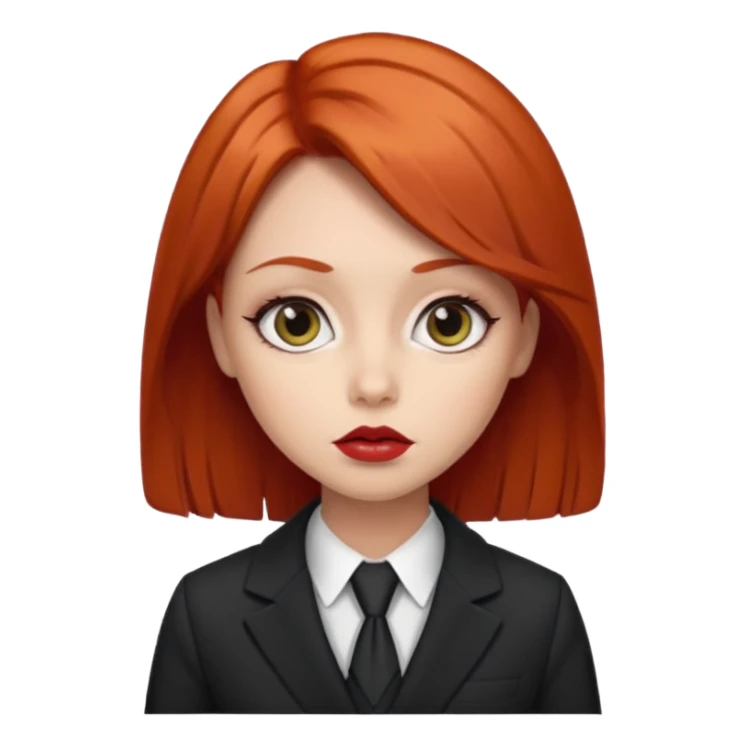 red haired girl, with thick lips, big eyes and she looks like an attorney sticker