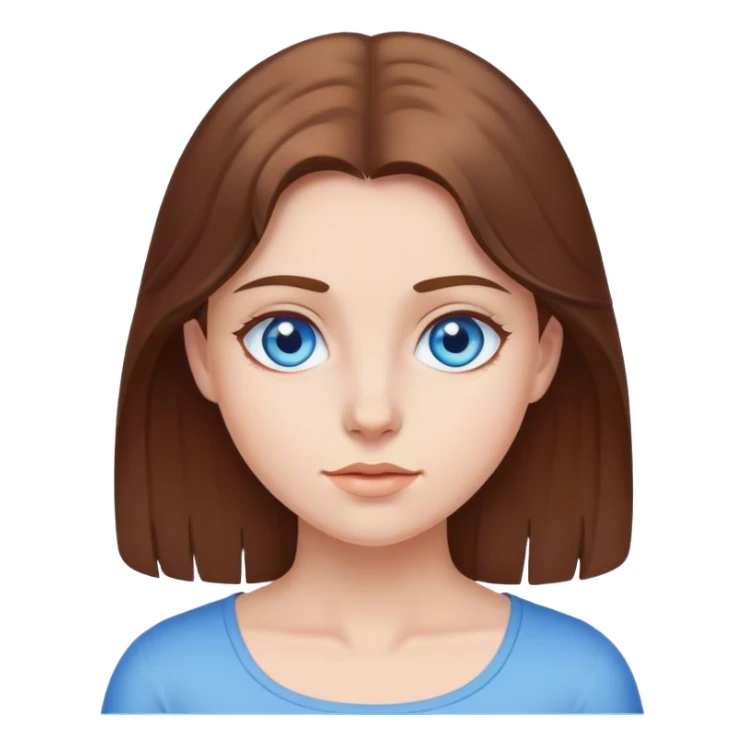 brown haired girl portrait with blue eyes sticker