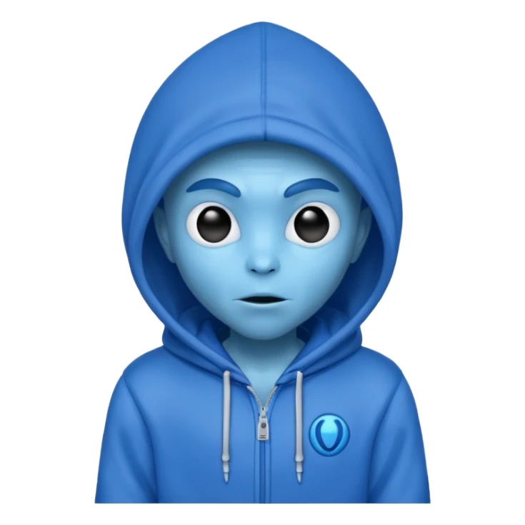 blue allien with hoodie sticker