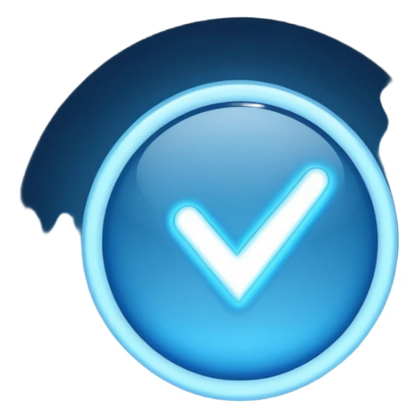 Blue light circle and the white tick inside the blue light circle sticker