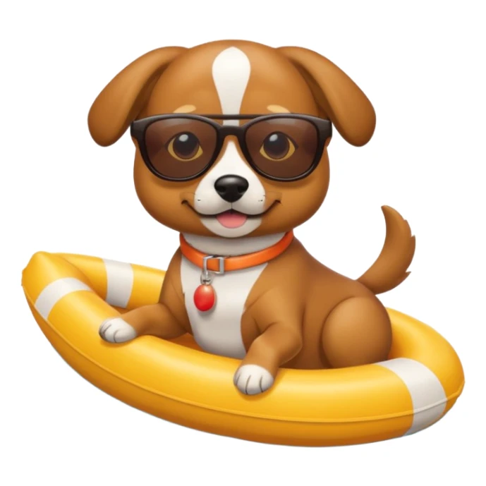 Dog in a floaty with sunglasses in the beach ￼ sticker