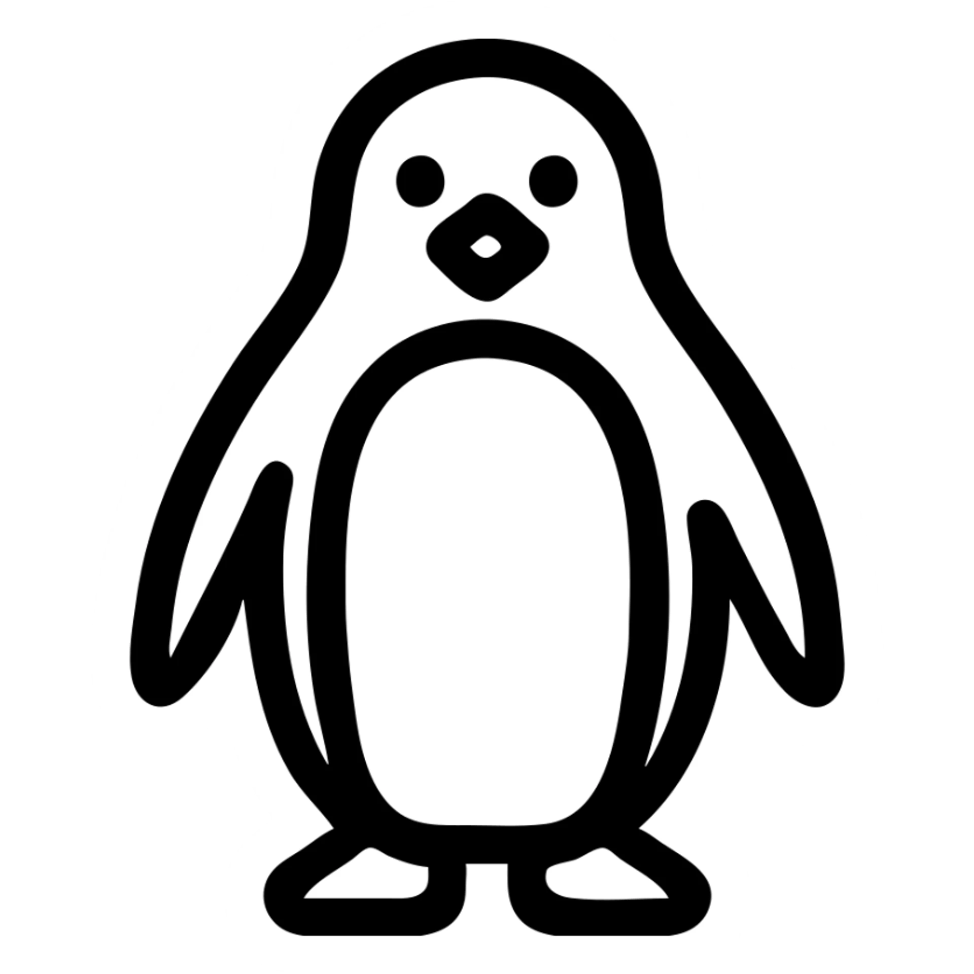 simple icon of a penguin, clean lines, minimal sticker