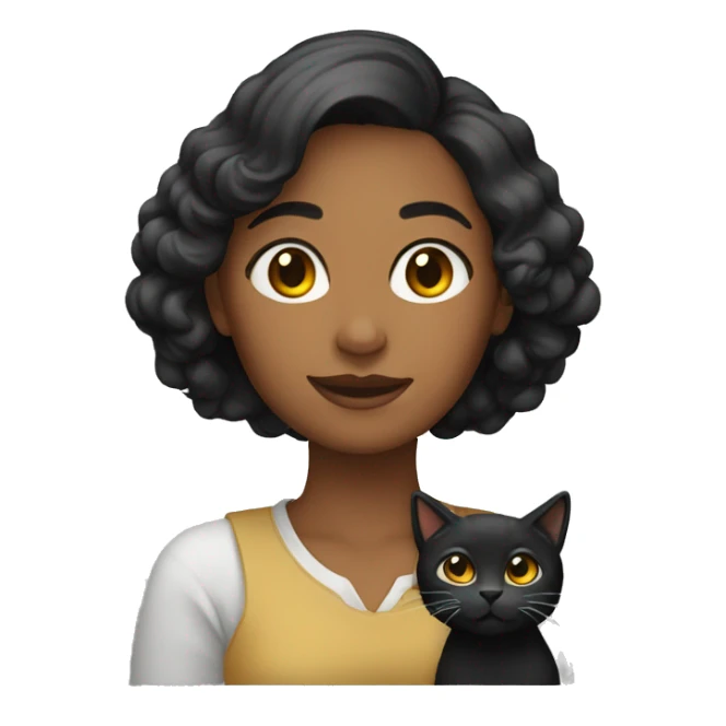 Una mujer con un gatito negro  sticker
