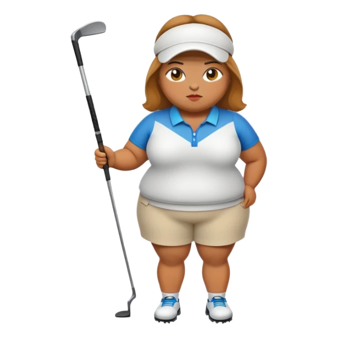 A fat girl golfing with golf cloths on sticker