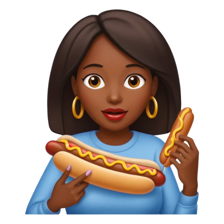 black woman eating hot dog  sticker