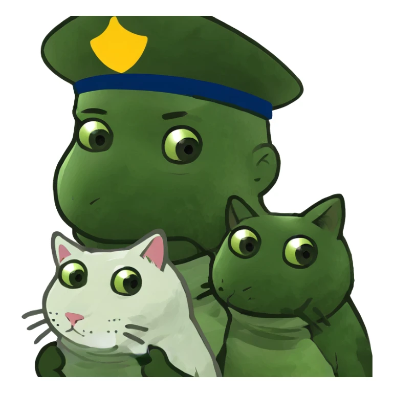 brunnete man holding white cat sticker