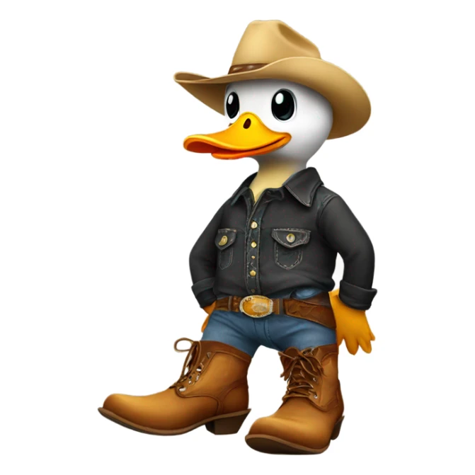 duck wearing cowboy boots sticker