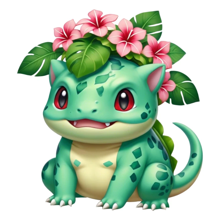 Bulbasaur wearing a Hawaiian Haku lei.  sticker