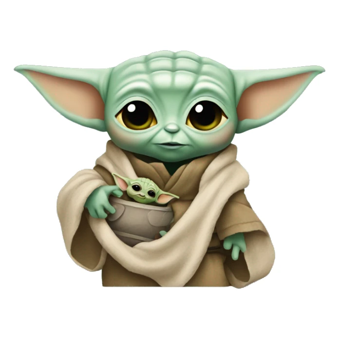 baby yoda holding an avatar doll sticker