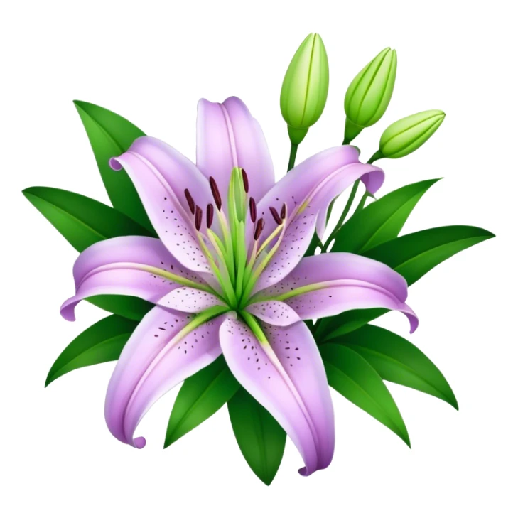 bouquet Light Purple Lily, luxuriant, leaf, bud sticker