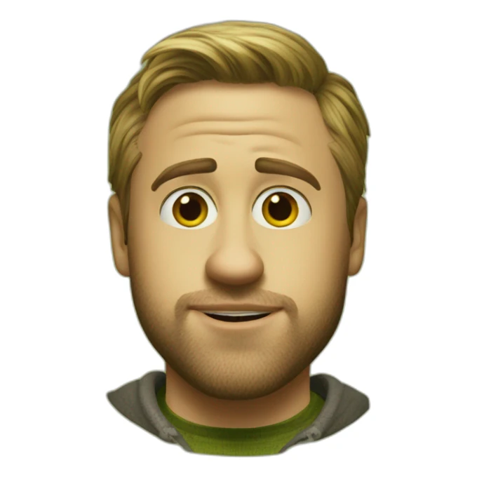 mix of shrek and ryan gosling sticker