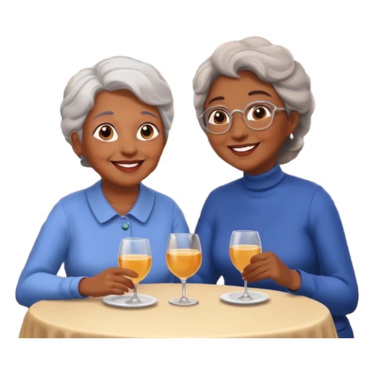 conversación dentro de un restaurant  dos personas y una de las persoans sea una abuela y el otro un adulto de 27 años sticker