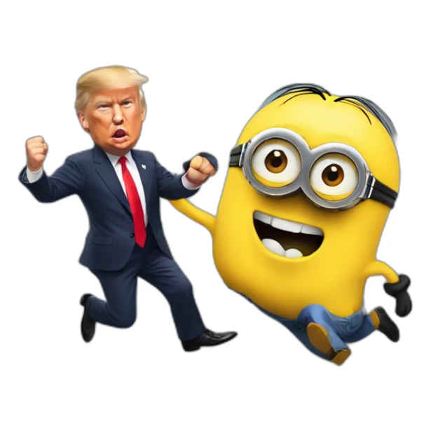 Minion kicking trump like a ball sticker