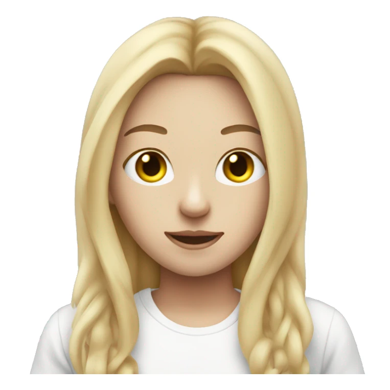 Light haired girl with white T-shirt and cat mask on sticker