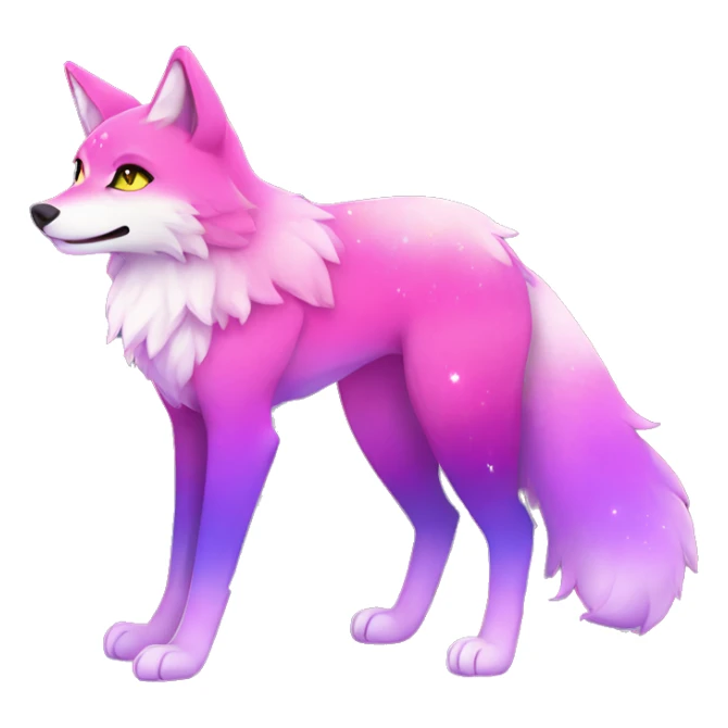 Colorful gradient-Sparkle-fox-wolf-cat-nebula-fursona full body sticker