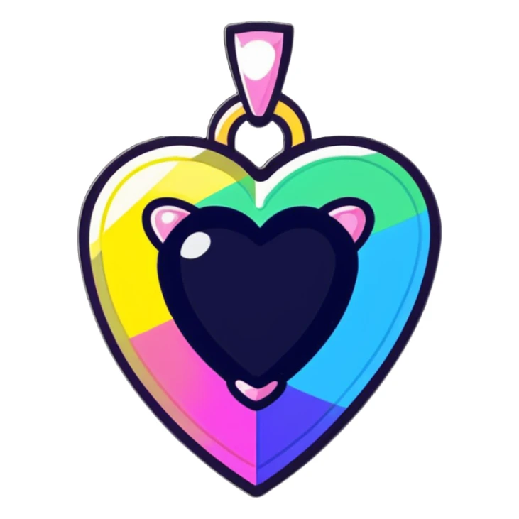 heart shaped mystic topaz holographic charm with rainbow sparkles sticker