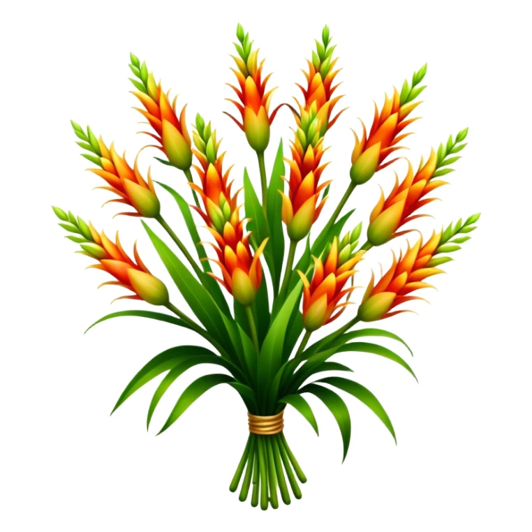 big bouquet Torch Lily flower, luxuriant, stem, leaf sticker