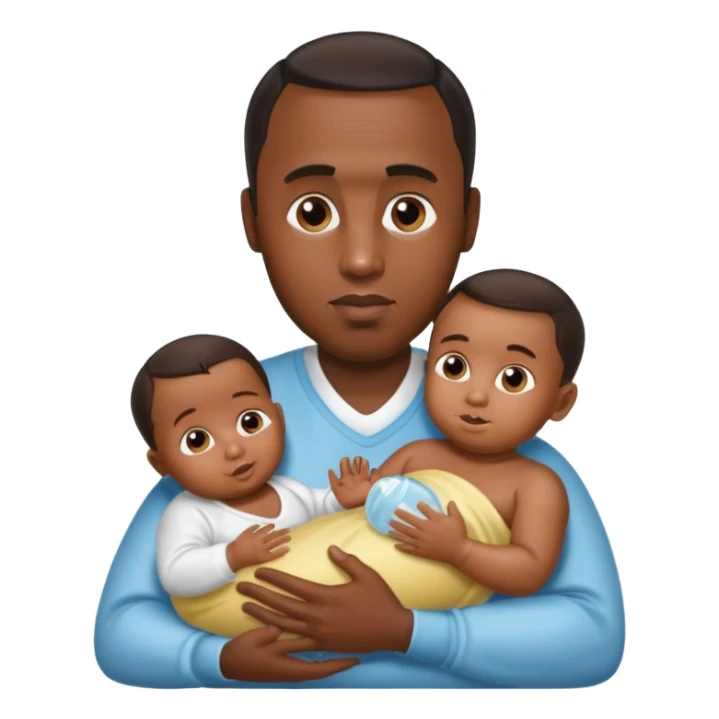 Sean “Diddy” Combs with baby oil and a very small infant sticker