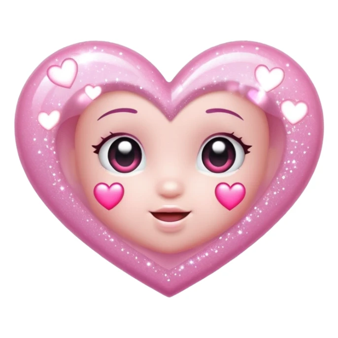 baby pink glitter sparkling shiny with heart shapes sticker