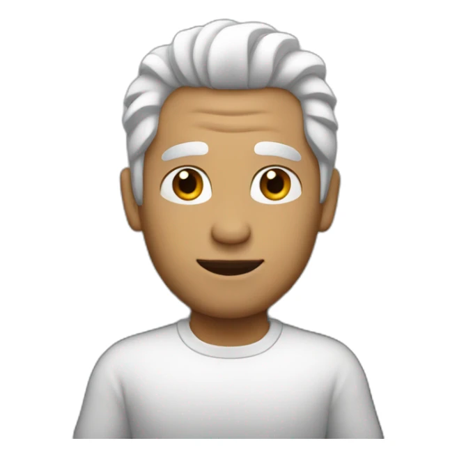 Man in car with half black and half white hair sticker