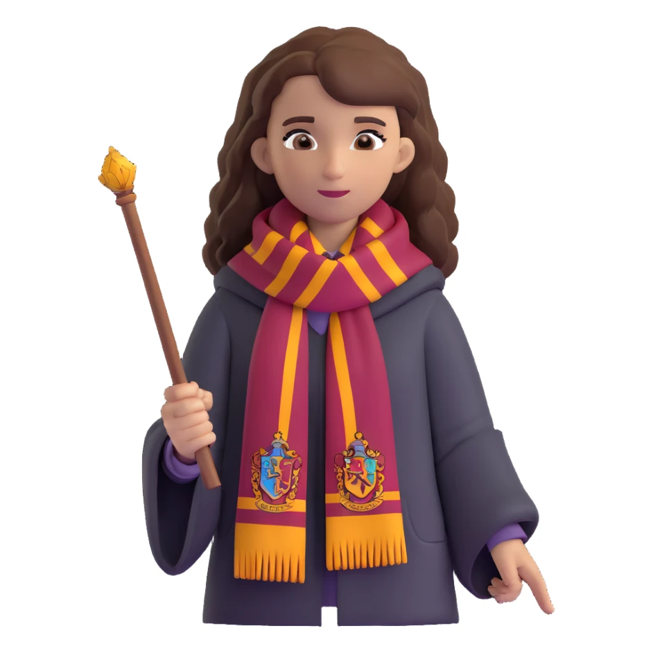 Hermione Granger with wand and Gryffindor scarf sticker