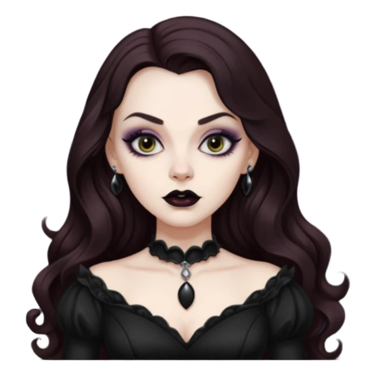 vampira cabelo ondulado longo marrom legal sticker