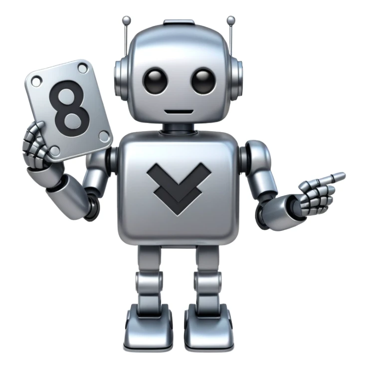 robot holding hashtag icon in hand sticker