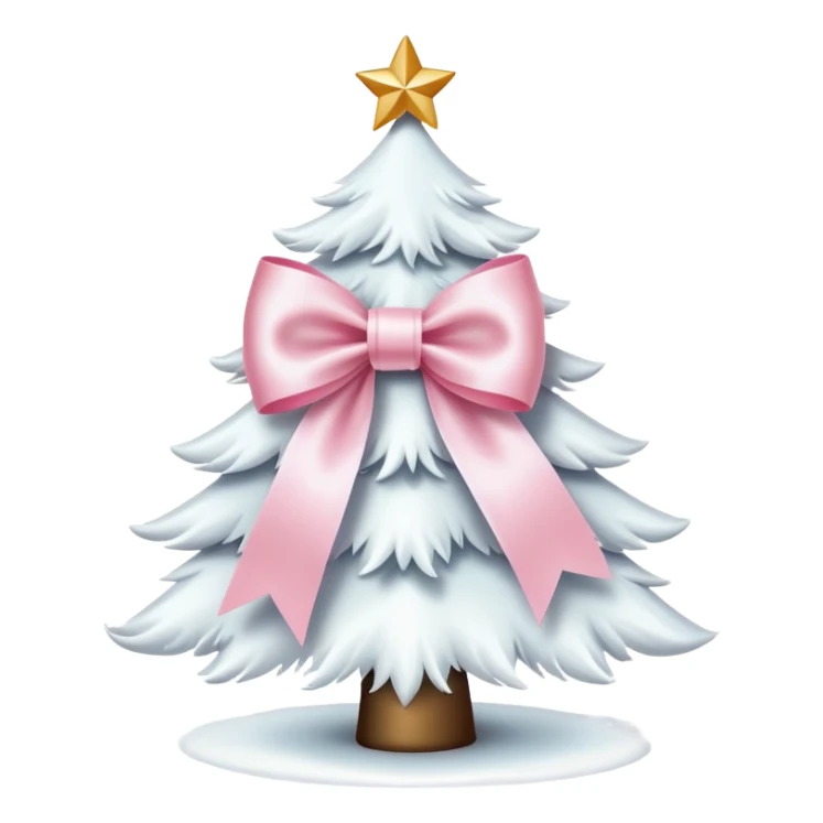 Cute light pink bow sitting on top of a white Christmas tree sticker