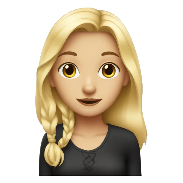 blond girl with black cat sticker