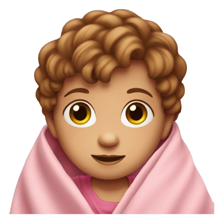Cute baby with pink blanket and brown hair  sticker