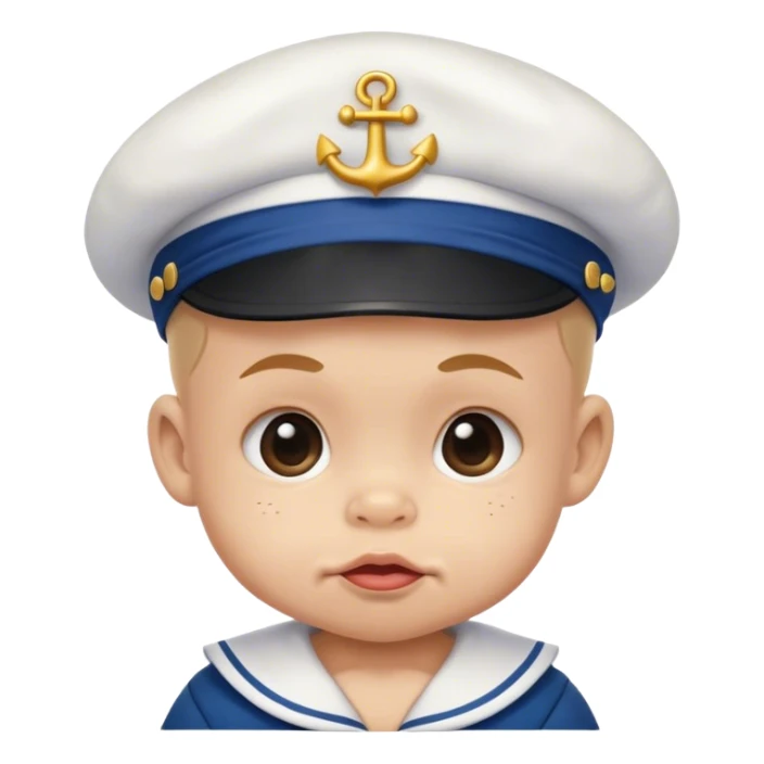 Baby, making Popeye face with sailor hat on sticker