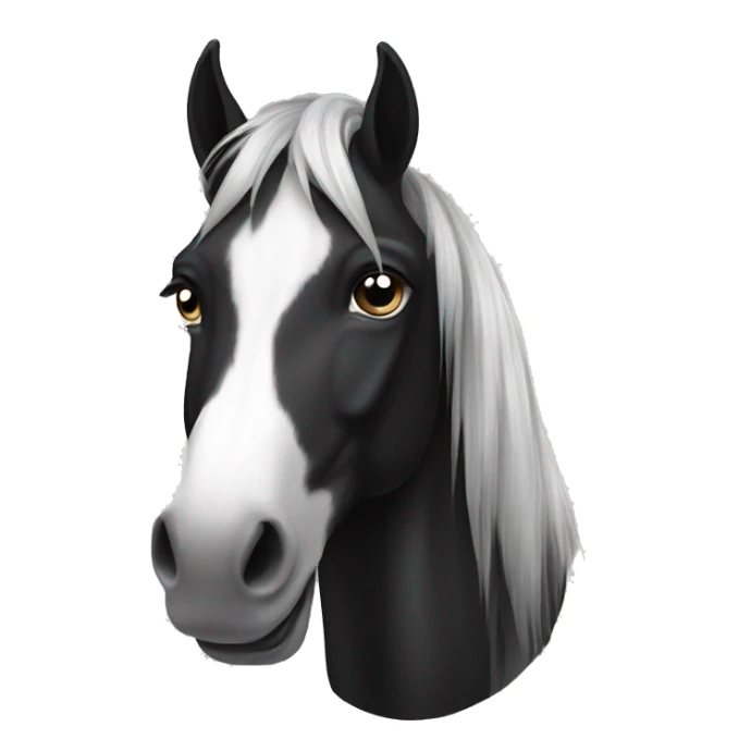 black and white horse with black mane and tail sticker