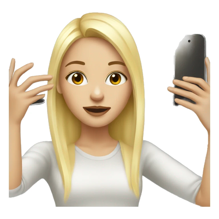 blonde girl taking mirror selfie sticker