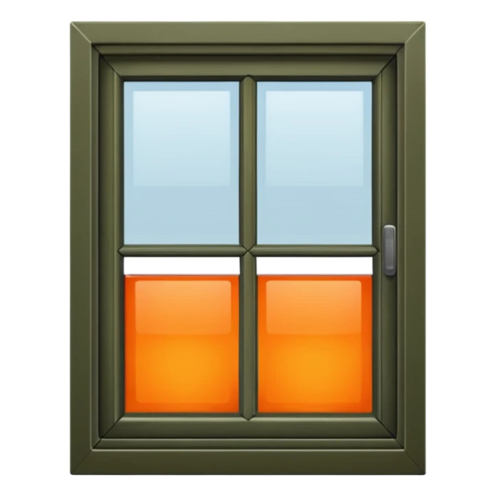 Dark olive orange open upfront look of a window. sticker