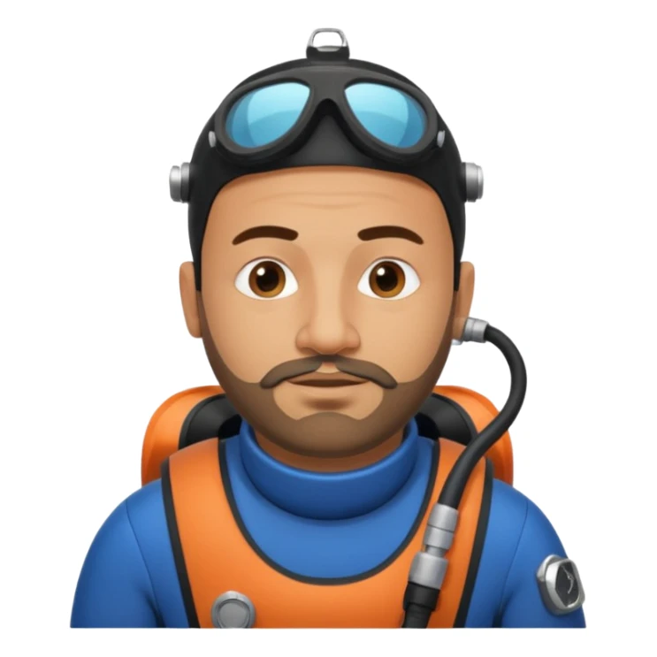Moroccan Male 38 short beard, slightly overweight, scuba diving sticker