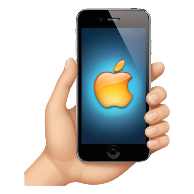 one hand showing iphone with screen, only hand and phone sticker