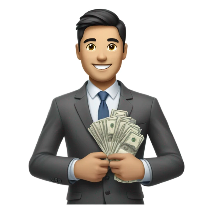 asian man that loves money sticker