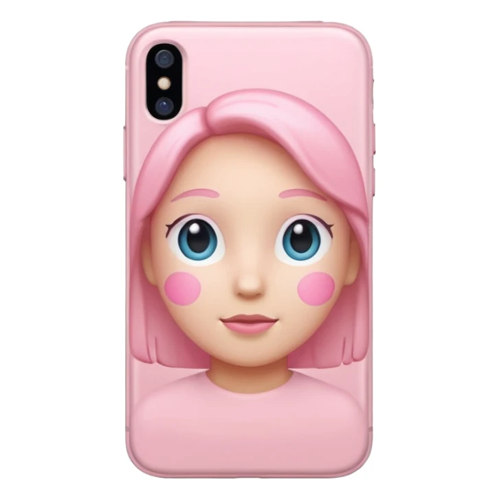 pastel pink iPhone, front view, iOS Apple emoji style sticker