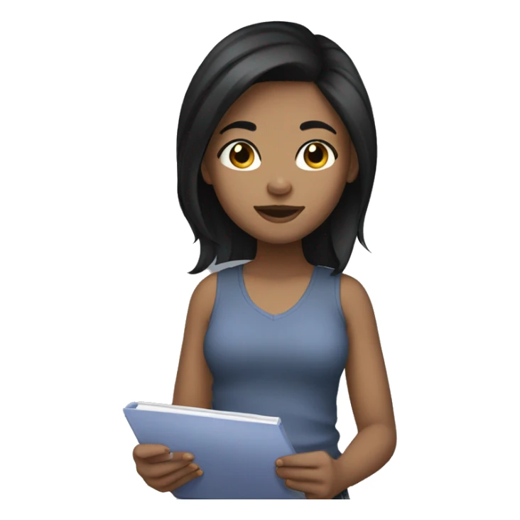 Girl with light skin and black hair doing stuff  sticker