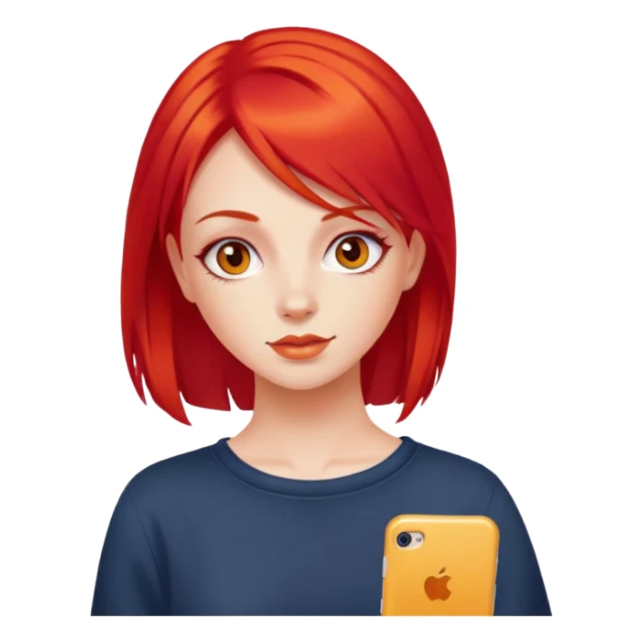 y2k fashion girl with bright red hair sticker