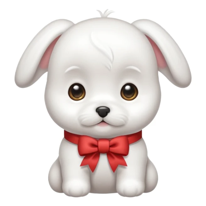white baby maltese ribbon short ear sticker