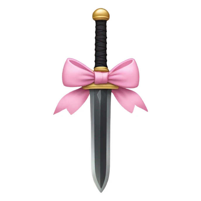 a black sword with a baby pink bow sticker