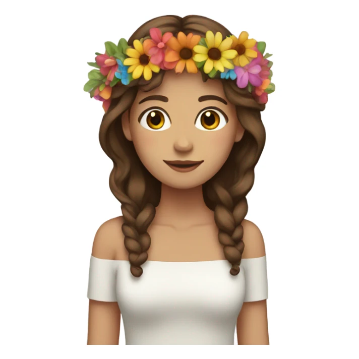 Person with flower crown and brown hair  sticker