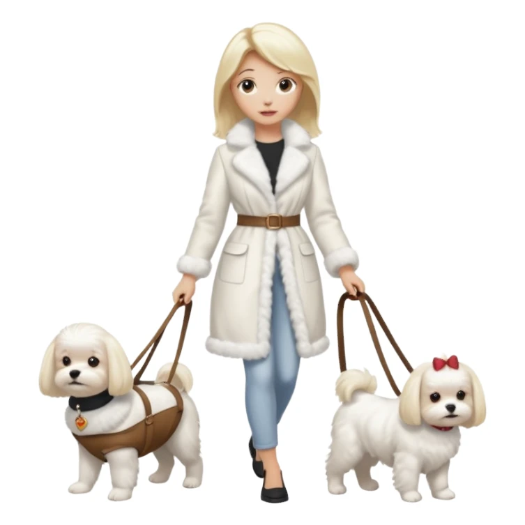 blonde woman wearing white walking only one maltese dog sticker