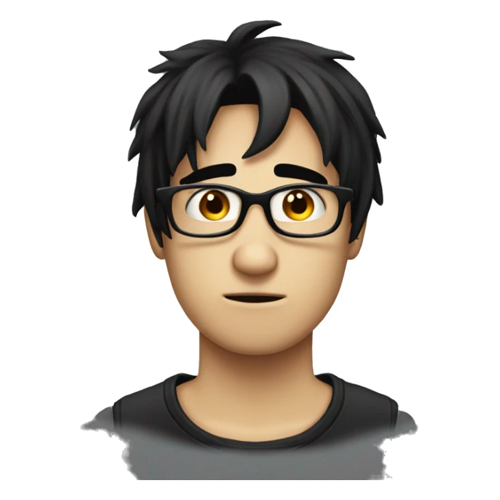 depressed and nerdy emo guy with black hair sticker