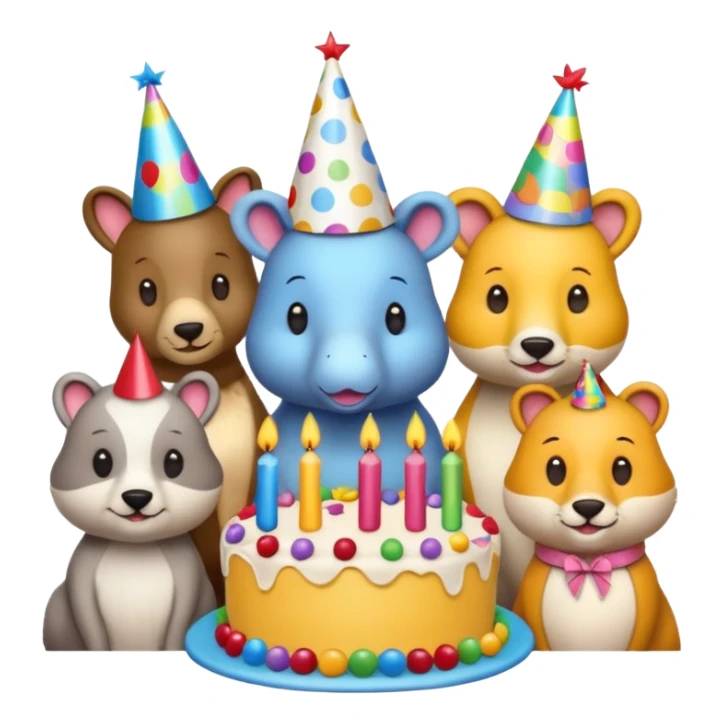des animaux fêtent un anniversaire sticker