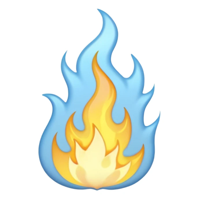 pastel blue and pastel yellow flame emoji sticker