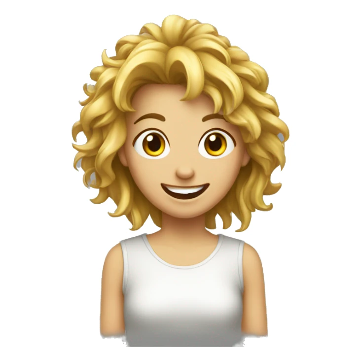 a very happy disheveled girl sticker