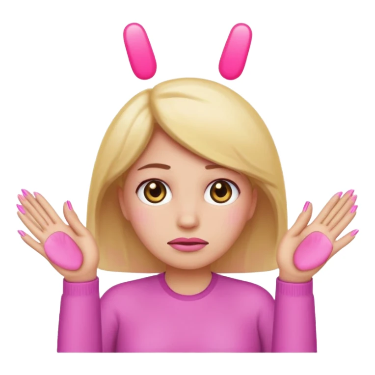 Sad emoji with hands up and paid nails  sticker